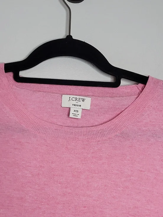 J.Crew Factory Teddie Sweater Pink XS S Preppy Spring Capsule Crewneck Knit - Picture 3 of 8